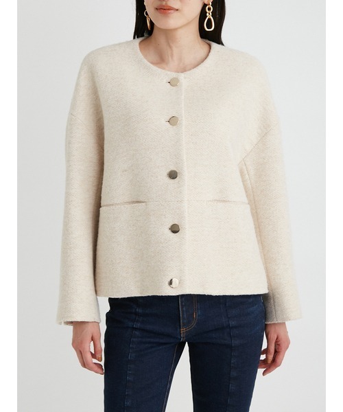Mila Owen（ミラオーウェン）の「ノーカラーコクーン金釦ブレザー