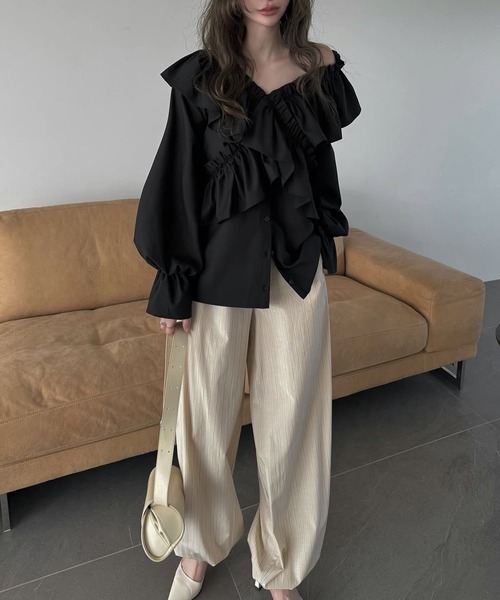 frill cross asymmetry BL（シャツ/ブラウス）｜WILLFULLY（ウィル