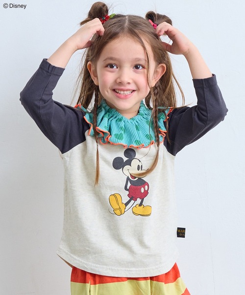 Disney】ミッキーマウス/ラグランロンT（Tシャツ/カットソー