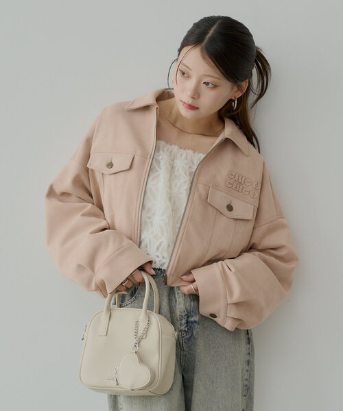 セール】【WEB限定/REVIVAL】胸ロゴショート丈スエードジップブルゾン