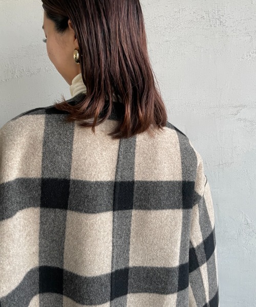 LE GLAZIK/ル グラジック] リバーシブル ノーカラーウールコート（ノー