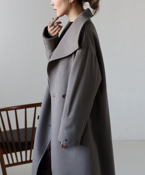 ダブルボタンスタンドカラーコート（その他アウター）｜Bonjour Sagan