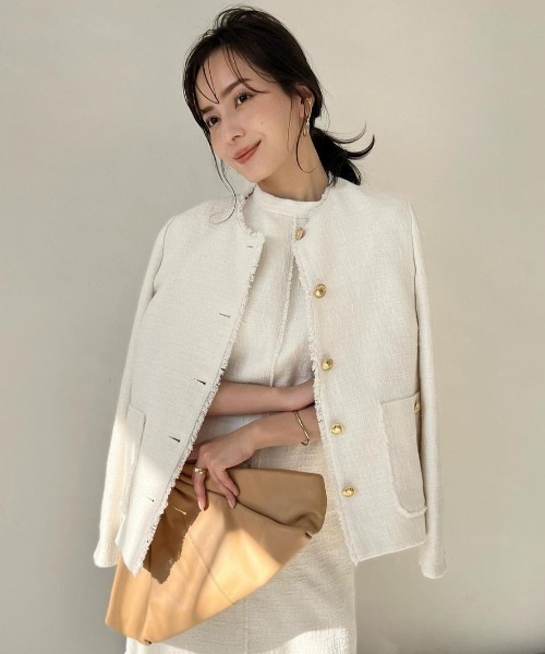 新品未使用:アナイ 天竺×レースモヘア刺繍ジャケット 1104】アナイ