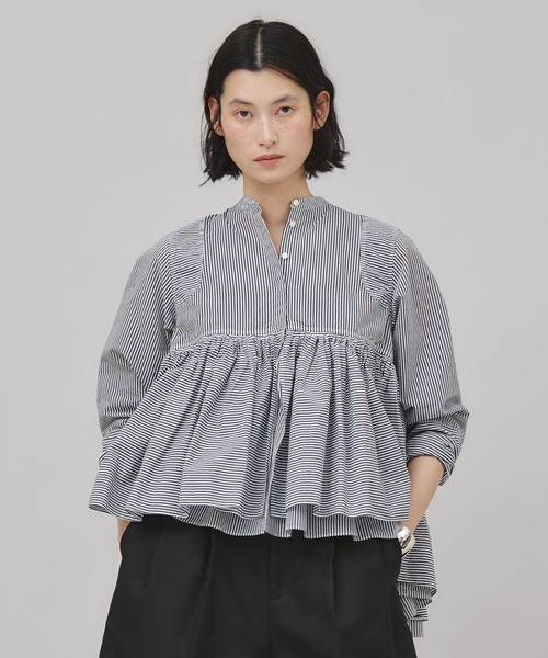 Curensology(カレンソロジー)/ストライプレイヤードギャザーブラウス