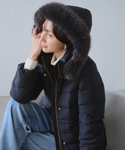 セール】【GREEN DOWN/グリーンダウン】ファー付きダウンミドル丈