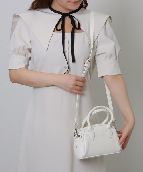 セール】レザー調 コンパクト ラウンド 2WAY ショルダーバッグ