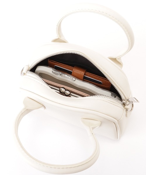 セール】レザー調 コンパクト ラウンド 2WAY ショルダーバッグ