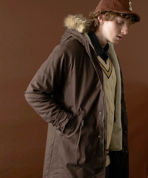 ミリタリーツイル 全面裏ボア仕様 ロングモッズコート（モッズコート