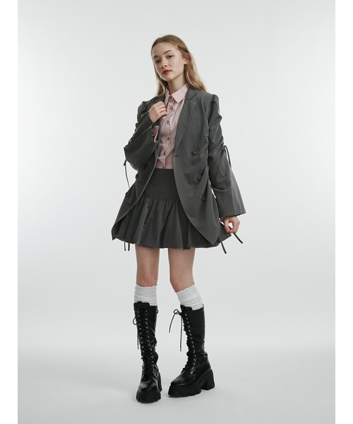 ストレッチレースアップロングブーツ 厚底 靴 冬服（ブーツ）｜jouetie