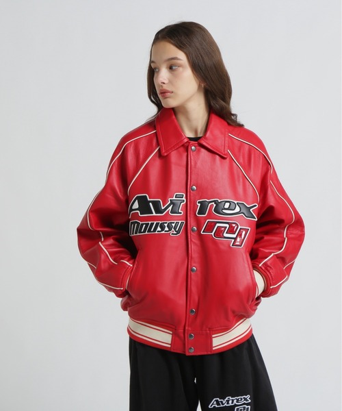 AVIREX×MOUSSY》LEATHER VARSITY JACKET（スタジャン）｜MOUSSY