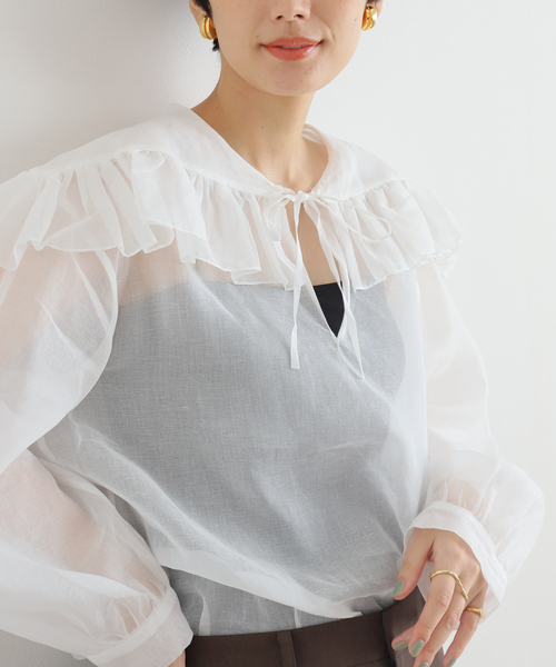 IENA（イエナ）の「【Heriter/エリテ】 フリルカラーブラウス（シャツ