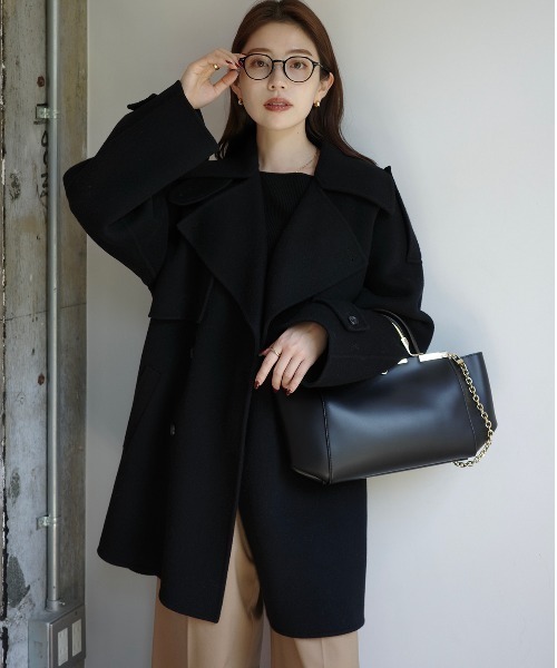 リバーウールミドルトレンチコート（トレンチコート）｜anuans（ア