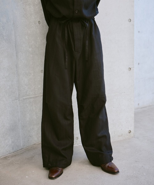 open collar belted assort l/s jump suit / 開襟ベルト付きアソート