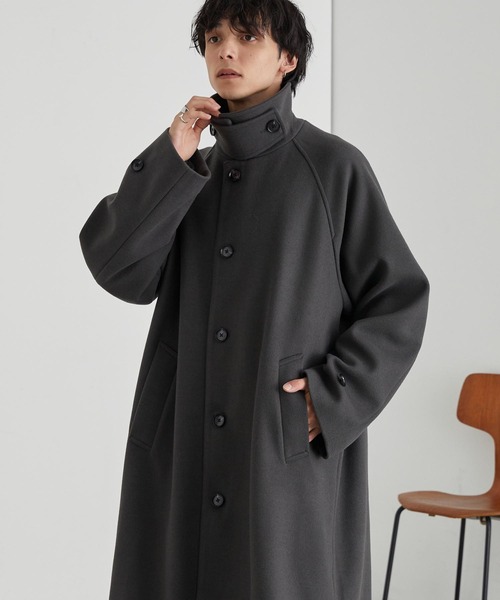 イザベルマラン オーバーサイズ フーデッドウールメルトン リバーハーフコート 黒 ISABEL MARANT (イザベルマラン) ウール 総柄 ロングコート