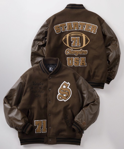 セール】【88】【STARTER/スターター】サガラ刺繍 袖切替 メルトン