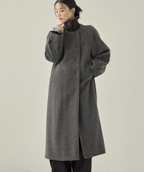 STUDIOUS/ステュディオス】Stand Collar Wool Coat/スタンドカラー