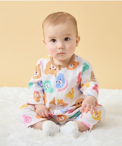 カラフルビーンズ 総柄カバーオール（ロンパース）｜HOT BISCUITS