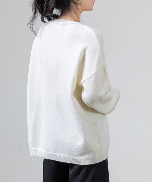 セール】【セットアップ】ストンと落ち感。長袖ニットセーター+