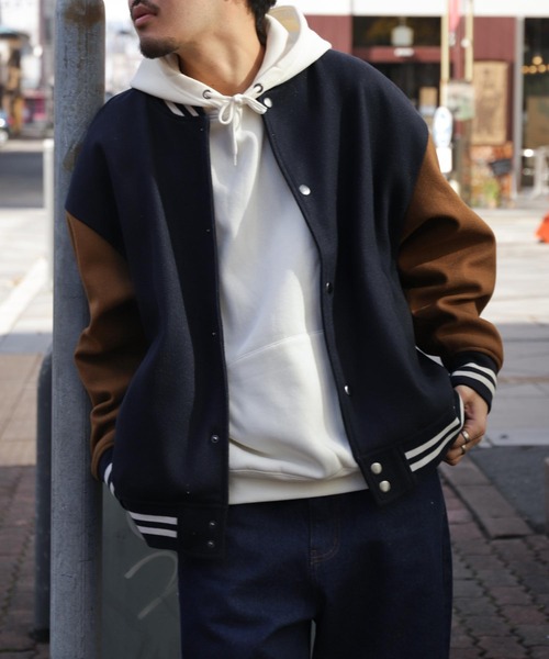 ZIP FIVE】 オーバーサイズ ウールライク スタジャン（スタジャン