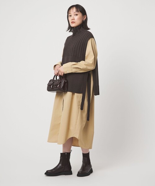 セール】ニット ベスト × シャツ ワンピース セット（シャツワンピース