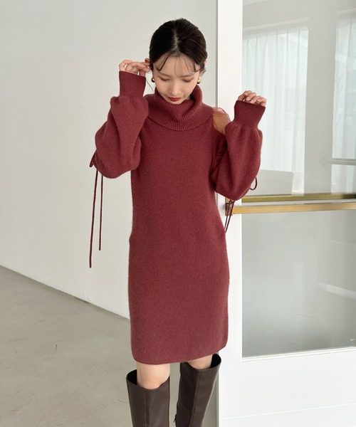 SNIDEL（スナイデル）の「シースルーショルダーミニニットワンピース