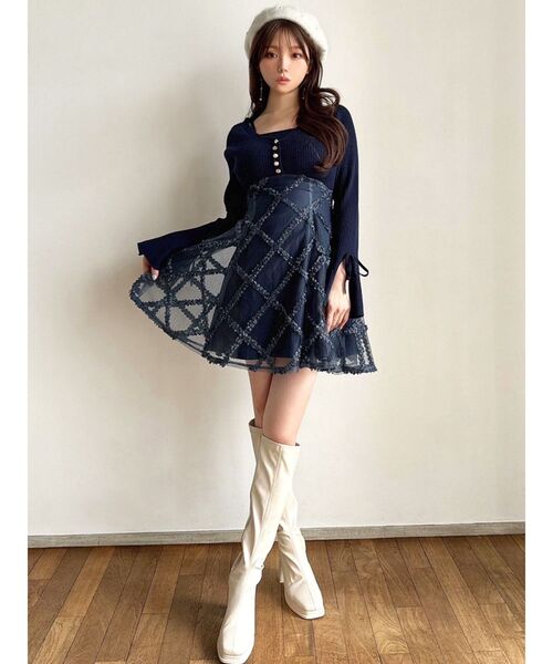 セール】ドッキングフレアミニニットワンピース（ワンピース