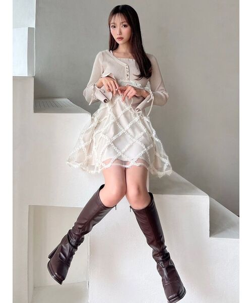 セール】ドッキングフレアミニニットワンピース（ワンピース