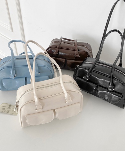 オイル ツーポケット レザー ショルダーバッグ（トートバッグ）｜cream