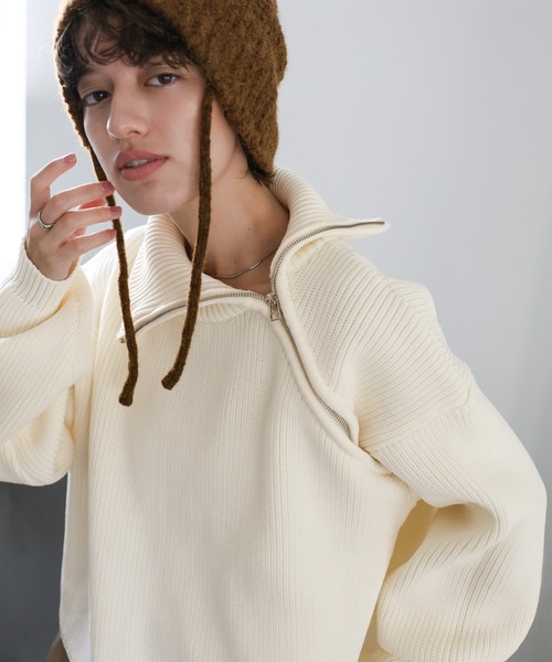 セール】アシメジップニットトップス（ニット/セーター）｜select MOCA