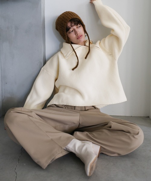 セール】アシメジップニットトップス（ニット/セーター）｜select MOCA