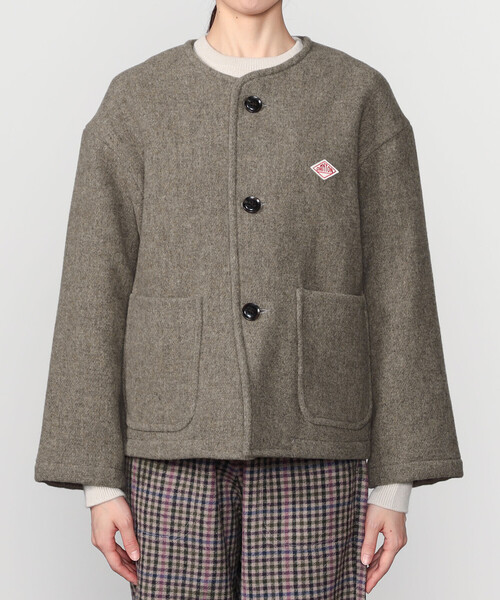 DANTON | ウールライトパイル カラーレスジャケット WOMEN（ノーカラー