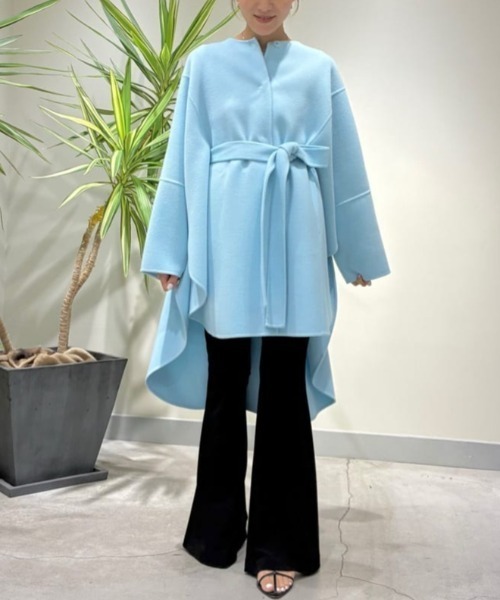 ◇ソフトウールリバーサークルコート（ノーカラーコート）｜LE PHIL