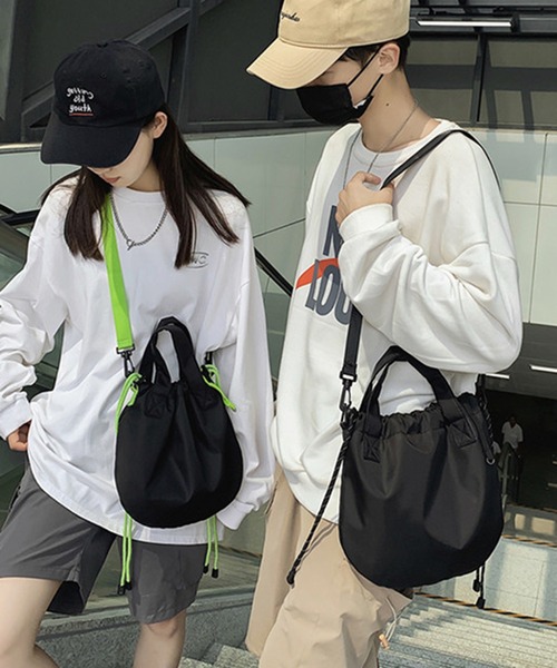 UNISEX】巾着バッグ 2way ショルダーバッグ/ハンドバッグ（ショルダー