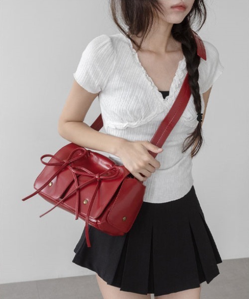 セール】y2k バレエコア ダブルリボンデザイン ショルダー バッグ 2way