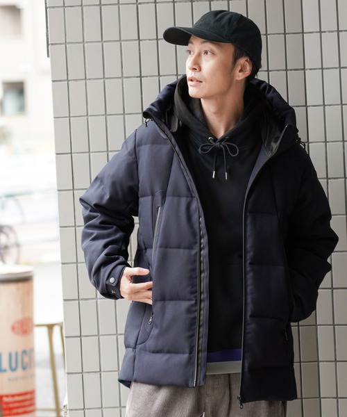 NAVY（ネイビー）の「フード付きウールライクダウンジャケット（ダウン