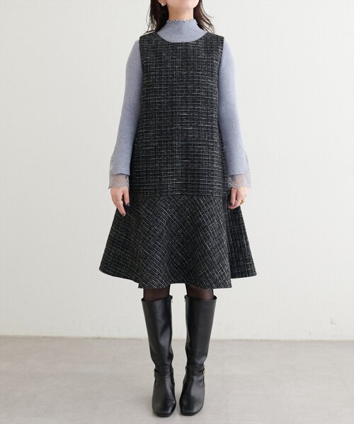 canami〉ツイードチェックミニワンピース（ワンピース）｜natural