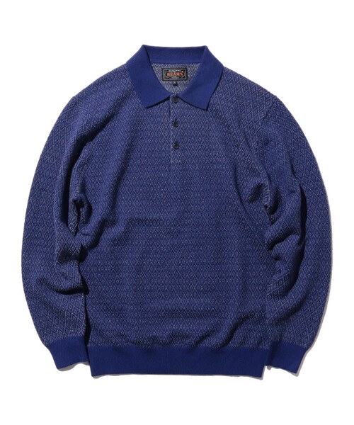 セール】ダイヤモンド パターン ニット ポロシャツ（ポロシャツ