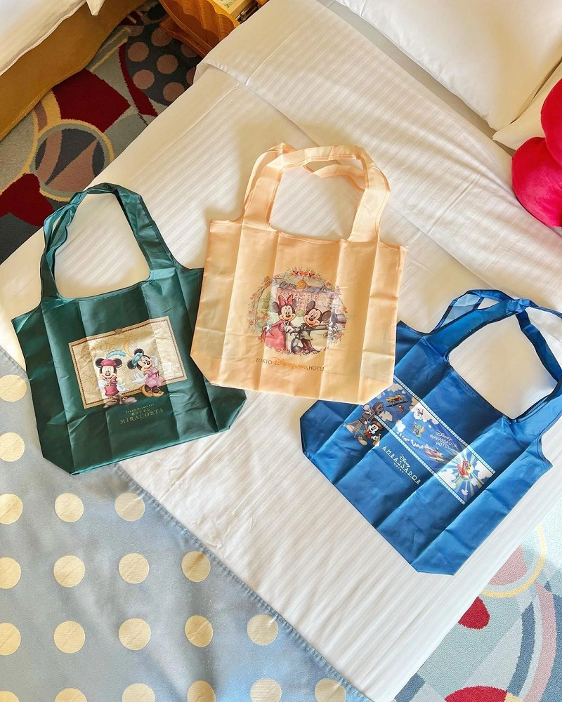ディズニーホテルの販売用エコバッグとアメニティ無料エコバッグとの