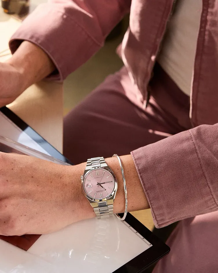 TSUYOSA 37mm Pink Dial Stainless Steel Bracelet NJ0200-50Z | CITIZEN