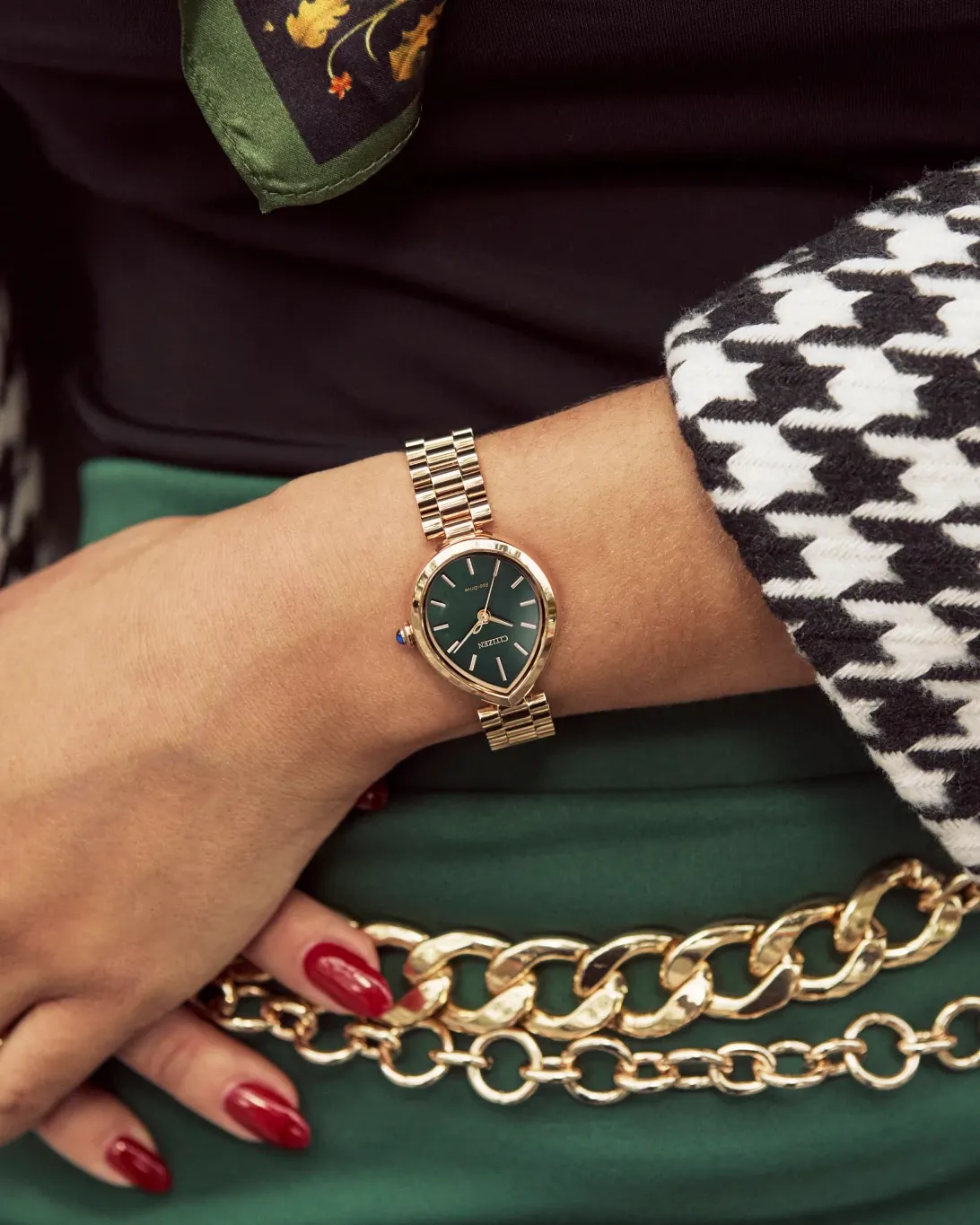 Citizen L Rainell Green Dial Stainless Steel Bracelet EM1203-57X