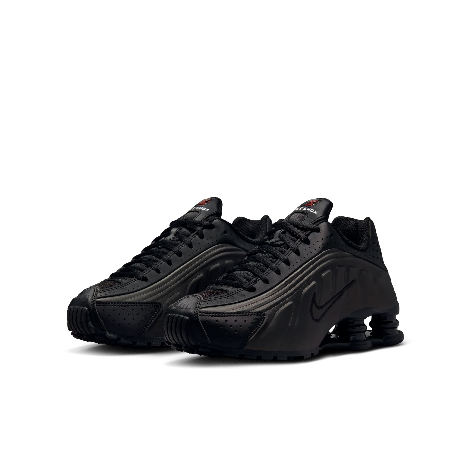 Gradeschool Nike Shox R4 - BLACK/BLACK-BLACK-BRIGHT CRIMSON