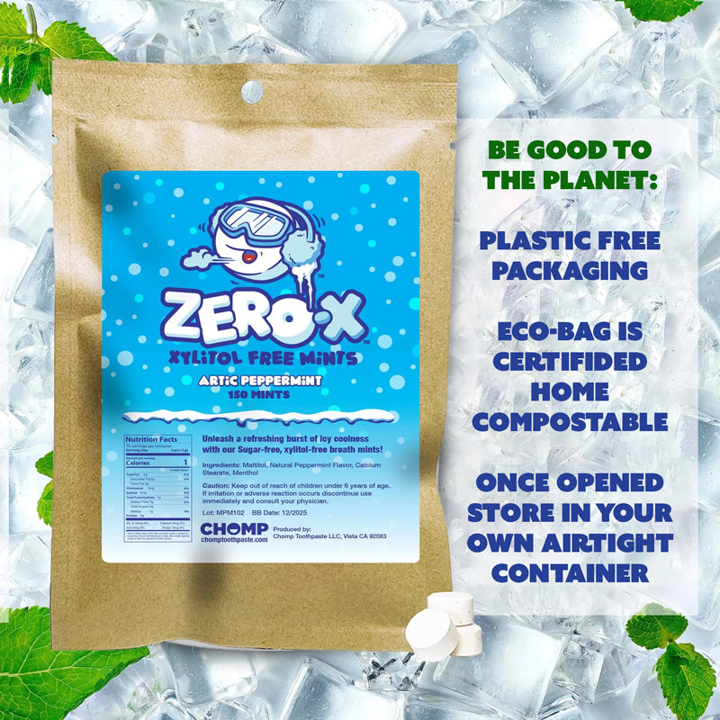 Chomp Zero-X Xylitol-free Breath Peppermint Mints Refill with