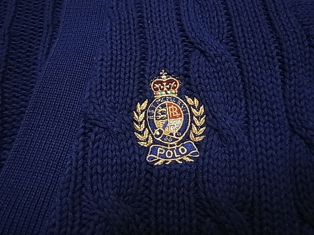 80's POLO Ralph Lauren ラルフローレン エンブレム刺繍 ケーブル編み