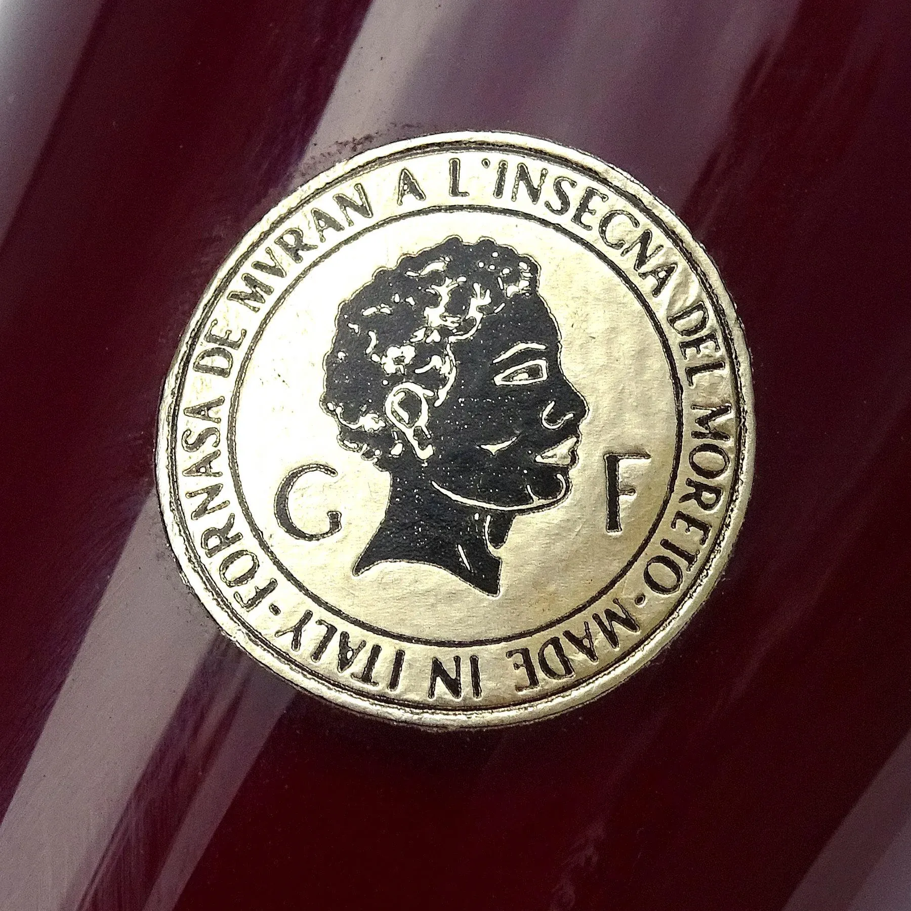 Vintage Fornasa De Murano l'Insegna Del Moreto White Inside Red