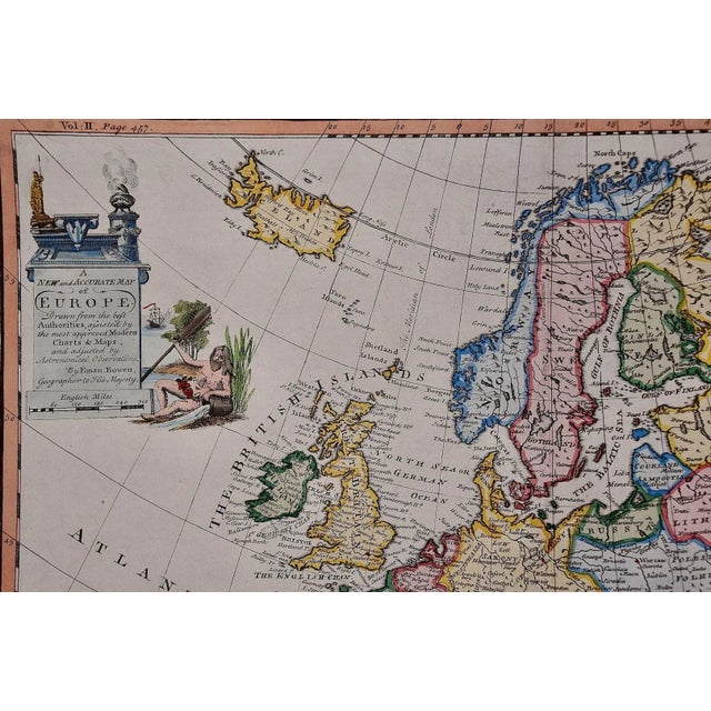 Emanuel Bowen Europe: An Original 18th Century Hand-colored Map by