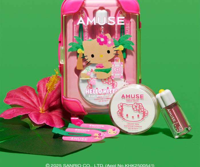 日焼けハローキティ」デザインのコスメ6種が「AMUSE」から発売中