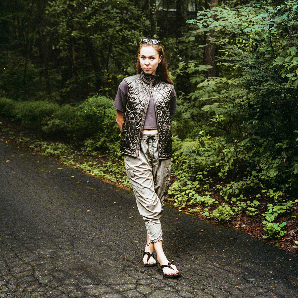 LIMONTA CHAMBRAY NYLON PUFF VEST