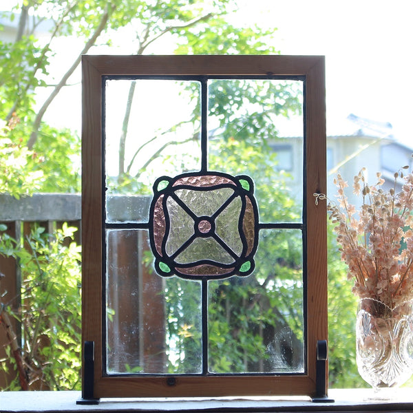花のステンドグラス イギリスアンティーク 42cm×59cm – チェルシーオールド