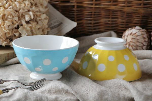 ラスト1点！色違いで揃えれる水玉模様の可愛いカフェオレボウル