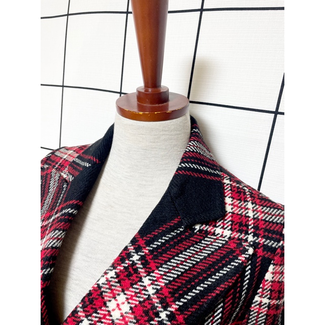 レトロコート 古着 ジャケット タータンチェック 70's ガーリー